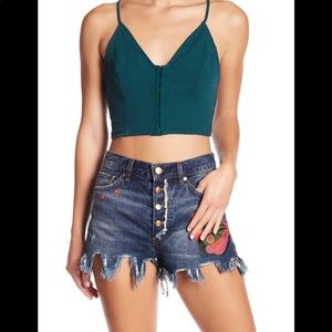 Free People Teal Crop Top